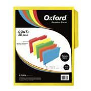 Folder de color Oxford carta color amarillo ceja 1/2 caja con 25 pzas