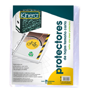 Protector de hojas traslucidos Kinera 350 tamaño carta bolsa con 25 pzas