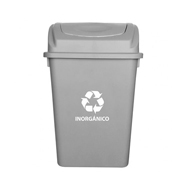 Cesto con tapa inorganico Sablon color gris con impresion