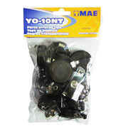Portagafetes tipo yoyo mae negro transparente bolsa con 10 piezas
