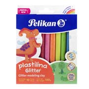 Plastilina Pelikan glitter caja con 10 barras colores surtidos